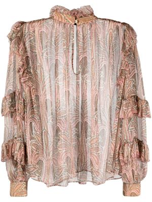 ETRO blouse volantée à imprimé cachemire - Rose