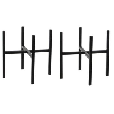 Plantenstandaard - 2x stuks - zwart - H25 x B24 cm - metaal - Plantenpot/bloempot verhoger