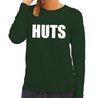 HUTS tekst sweater groen voor dames