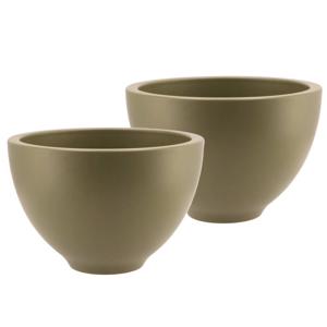 DK DesignA bloempot/plantenpot - 2x - Vinci - olijfgroen mat - voor kamerplant - D18 x H27 cm - Plantenpotten