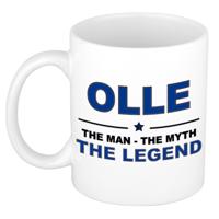 Olle cadeau mok - man myth legend - naam koffiemok / beker - wit en blauw - 300 ml