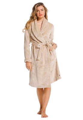 Beige badjas dames - fleece - 110cm-(40-42) M
