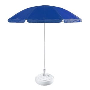 Blauw strand/tuin basic parasol van nylon 200 cm + parasolvoet wit