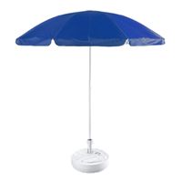 Blauw strand/tuin basic parasol van nylon 200 cm + parasolvoet wit