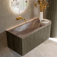 Badmeubel Mondiaz Kurve-Dlux | 105 cm | Meubelkleur Shadow | Wastafelkleur Oza | Solid surface | Wasbak linker zijde spoelbak | Zonder kraangat(en) Badmeubel Mondiaz Kurve-Dlux | 105 cm | Meubelkleur Shadow | Wastafelkleur Oza | Solid surface | Wasbak linker zijde spoelbak | Zonder kraangat(en)