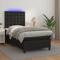 Boxspring met matras en LED kunstleer zwart 90x200 cm