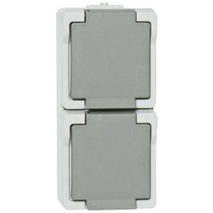 presto vedder dubbel waterdicht stopcontact 2 voudig verticaal grijs 106570