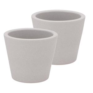 DK Design bloempot/plantenpot - 2x - Vinci - lichtgrijs mat - voor kamerplant - D10 x H12 cm - Plantenpotten