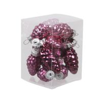 12x stuks glazen dennenappels kersthangers cherry roze 6 cm mat/glans - thumbnail