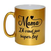 Mama ik vind jou super lief cadeau mok / beker goud 300 ml - Cadeau mokken - thumbnail