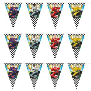 Verjaardagsfeest slinger - 3x - Race/Formule 1 thema - vlaggenlijnen - 6 meter