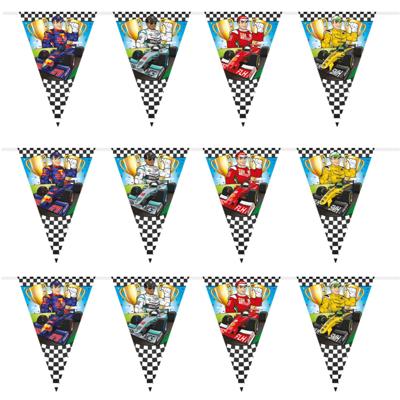 Verjaardagsfeest slinger - 3x - Race/Formule 1 thema - vlaggenlijnen - 6 meter