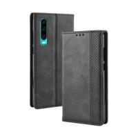 Magnetische sluiting Retro Crazy Horse textuur horizontaal flip leergeval voor Huawei P30, met houder & kaartsleuven & Foto Frame(Black)