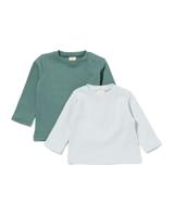 HEMA Baby T-shirts Rib - 2 Stuks Blauw (blauw)