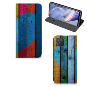 OPPO Reno4 Z 5G Book Wallet Case Wood Heart - Cadeau voor je Vriend