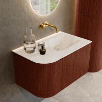 Badmeubel Mondiaz Kurve-Dlux | 75 cm cm | Meubelkleur Ruby | Wastafelkleur Frappe | Solid surface | Wasbak rechter zijde spoelbak | Zonder kraangat(en) Badmeubel Mondiaz Kurve-Dlux | 75 cm cm | Meubelkleur Ruby | Wastafelkleur Frappe | Solid surface | Wasbak rechter zijde spoelbak | Zonder kraangat(en)