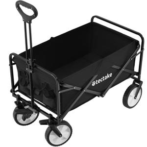 tectake® - Opvouwbare bolderwagen Leon bolderkar trekkar - met remmen, draagkracht 80kg - zwart - 404978