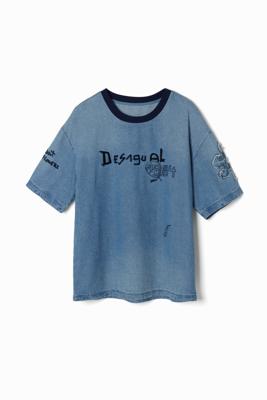 T-shirt korte mouwen denim - BLUE - L