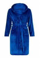 badjas kind Tiener Koningsblauw met capuchon - fleece