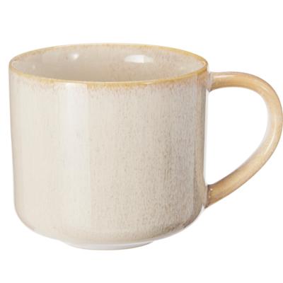 Excellent Houseware Koffiemok/theemok Rustic - set van 4x - beige - 330 ml - mokken - keramiek Excellent Houseware Koffiemok/theemok Rustic - set van 4x - beige - 330 ml - mokken - keramiek