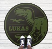 Gepersonaliseerde groene dino vinyl tapijt