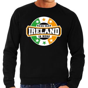 Have fear Ireland is here / Ierland supporter sweater zwart voor heren