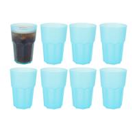 Drinkbekers - 8x - blauw - kunststof - 480 ml - onbreekbare camping en kinder bekers Drinkbekers - 8x - blauw - kunststof - 480 ml - onbreekbare camping en kinder bekers