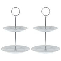 2x Porseleinen etagere 2-laags 21 cm