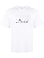 Aries t-shirt en coton à logo brodé - Blanc - thumbnail