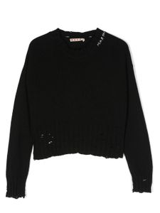 Marni Kids pull en maille à effet usé - Noir