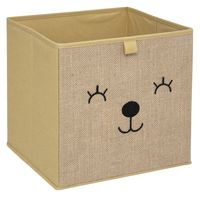 Opbergmand/kastmand beer- voor kinderen - karton/kunststof - bruin - 30 x 30 x 30 cm