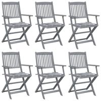 Tuinstoelen 6 st inklapbaar met kussens massief acaciahout