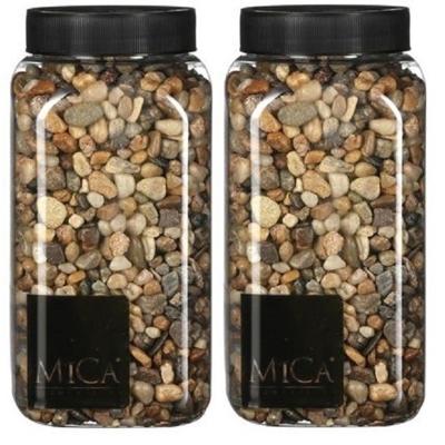 Mica Decorations hobby mini steentjes - 2x - grind - bruin mix - 650 ml - Decoratie materialen