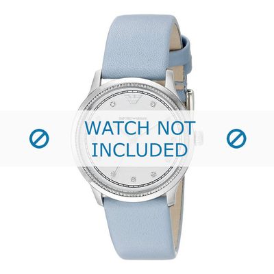 Armani horlogeband AR1914 Leder Lichtblauw 16mm
