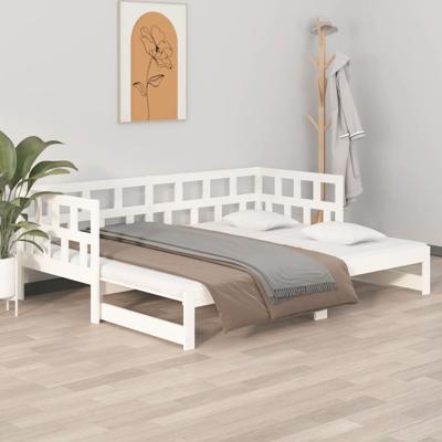 Slaapbank uitschuifbaar massief grenenhout wit 2x(90x200) cm