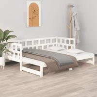 Slaapbank uitschuifbaar massief grenenhout wit 2x(90x200) cm