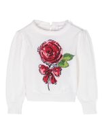 Monnalisa pull en maille à motif floral intarsia - Blanc