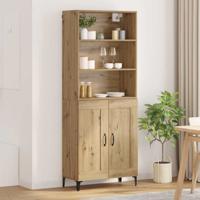 Hoge kast 2 pcs artisanaal eikenkleurig Bewerkt hout