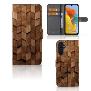 Book Style Case voor Samsung Galaxy M14 Wooden Cubes