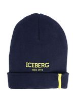 Iceberg Kids bonnet en maille à logo imprimé - Bleu