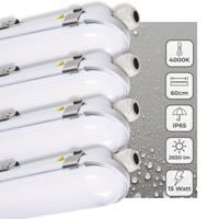 4 PACK - LED&apos;s Light Pro TL Armatuur Strip 60 cm - Energielabel B - IP65 waterdicht - 2650 lm