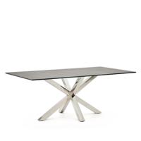 Kave Home Eettafel 'Argo' Iron Moss Keramiek, 200 x 100cm, kleur Zilver