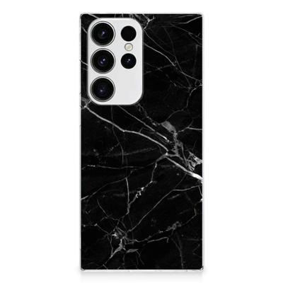 Samsung Galaxy S23 Ultra | TPU | Siliconen hoesje | Marmer Zwart - Origineel Cadeau Vader