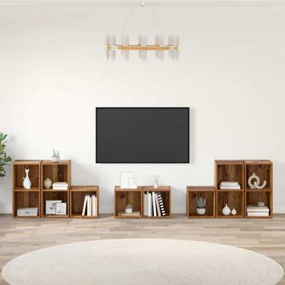 TV-kast set 8 pcs Oud Hout 37 x 35 x 72 cm Bewerkt hout
