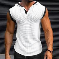 Voor heren Singlet Wafel Shirt Onderhemd Mouwloos shirt Wifebeater-shirt Effen V-hals Buiten Uitgaan Mouwloos V-hals Kleding Modieus Ontwerper Spier Lightinthebox - thumbnail