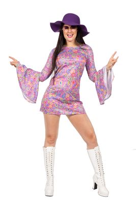 70&apos;s Hippie Jurk Paars Dames Diana