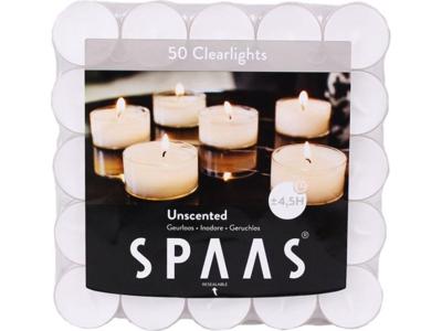 Theelicht 4.5u clearcup wit 50st - Spaas