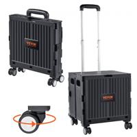 VEVOR opvouwbare boodschappentrolley 24,9kg (dynamisch)/49,8kg (statisch) trolley gemaakt van PP mand en rubberen wielen boodschappenmand boodschappentrolley 364x310x892mm Vouwdoos met wielen is geschikt voor alle soorten terrein