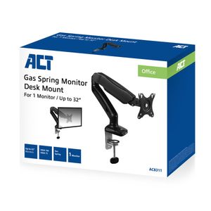 ACT Connectivity Monitorarm office met gasveer, 1 scherm monitorarm