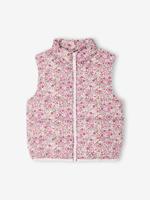 Mouwloos donsjack met bloemenmotieven voor meisjes roze, bedrukt